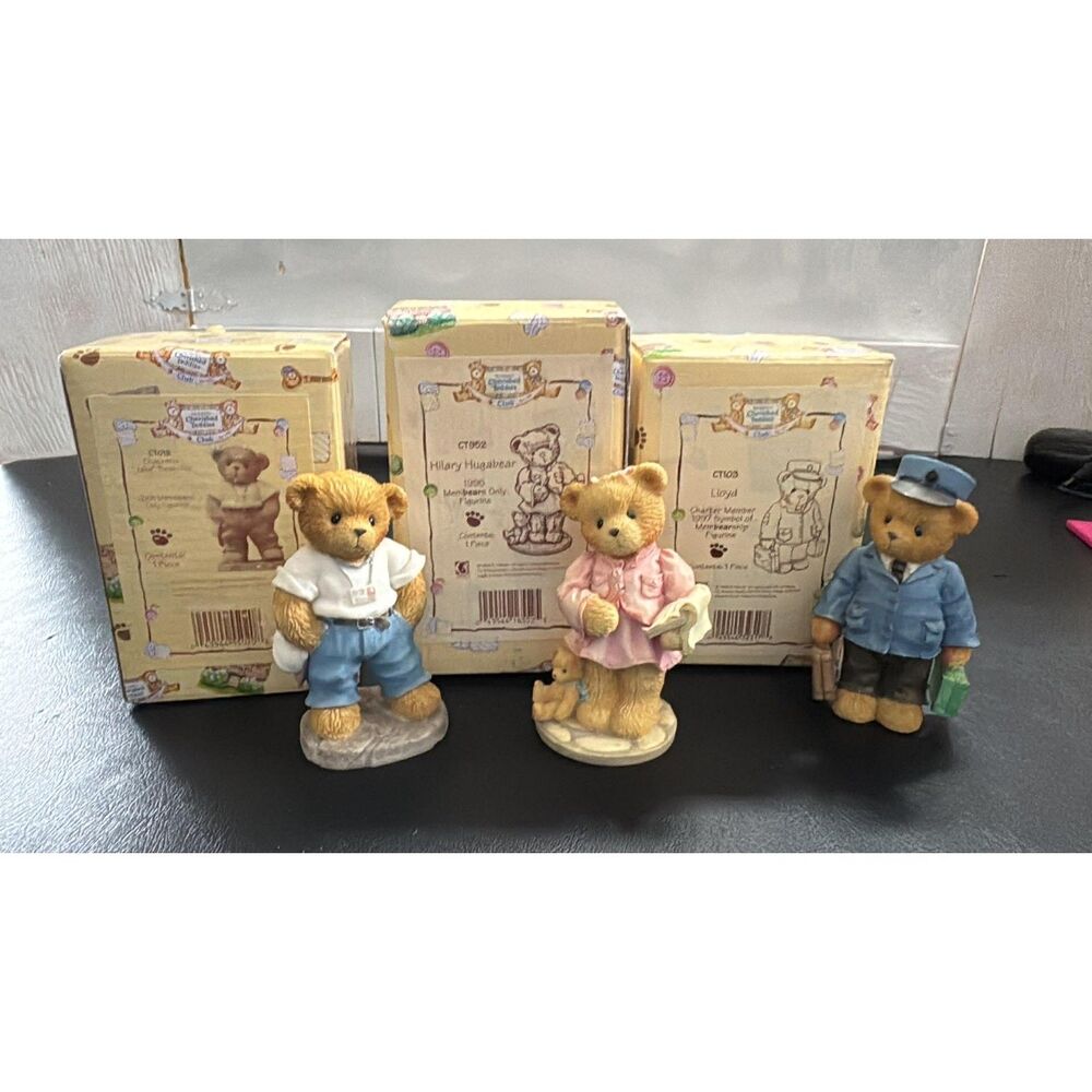 3 Cherished Teddies Jake 2001 ,Hilary Hugabear1995 and Lloyd Conductor1995